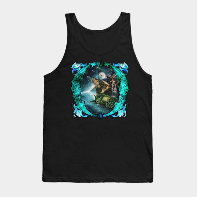 Awesome wolf in the moonlight Tank Top by Nicky2342